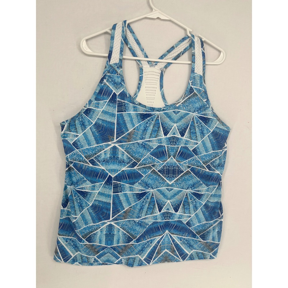 Champion‎ C9 Tank Top Womens Blue Geometric Racerback Activewear Gym Shirt L